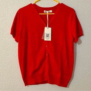 Grace Karin Red Button-Up Blouse